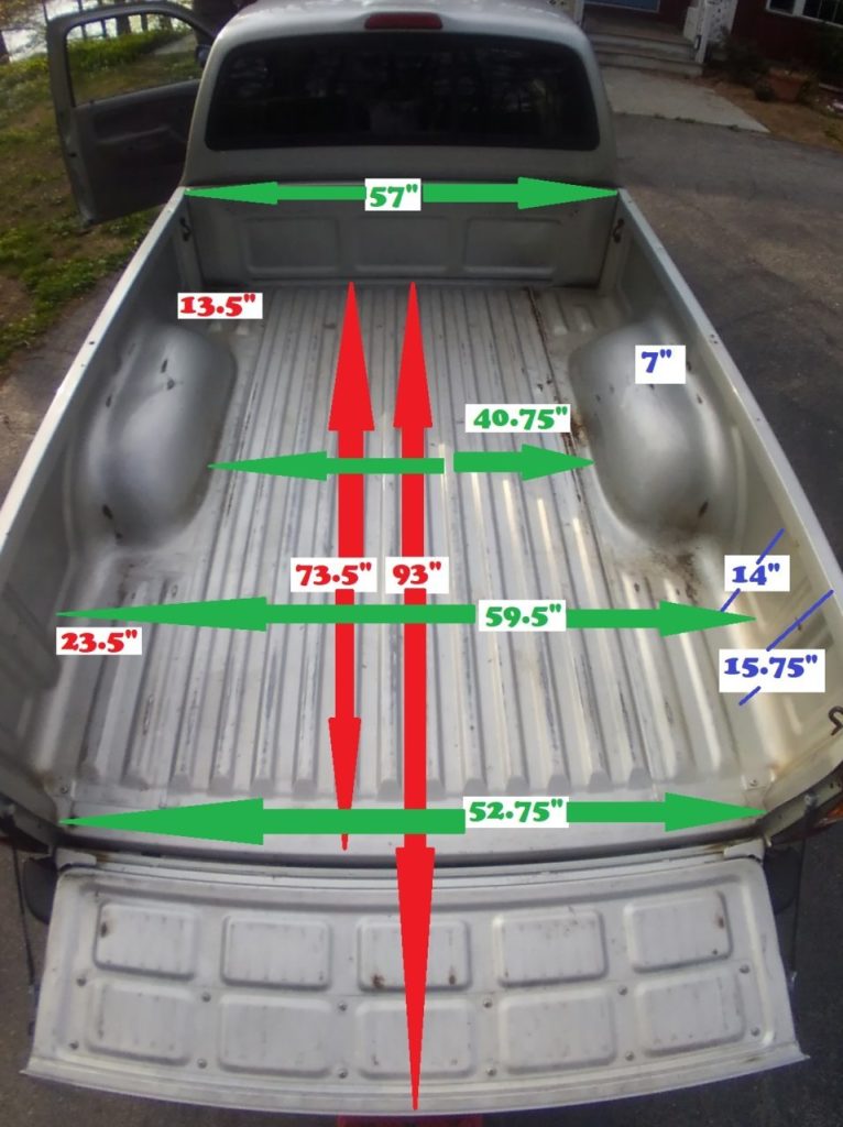 bed dimensions of a pickup truck